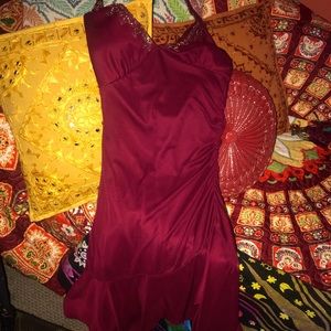 Burgundy/Gold Strapless Cocktail Dress